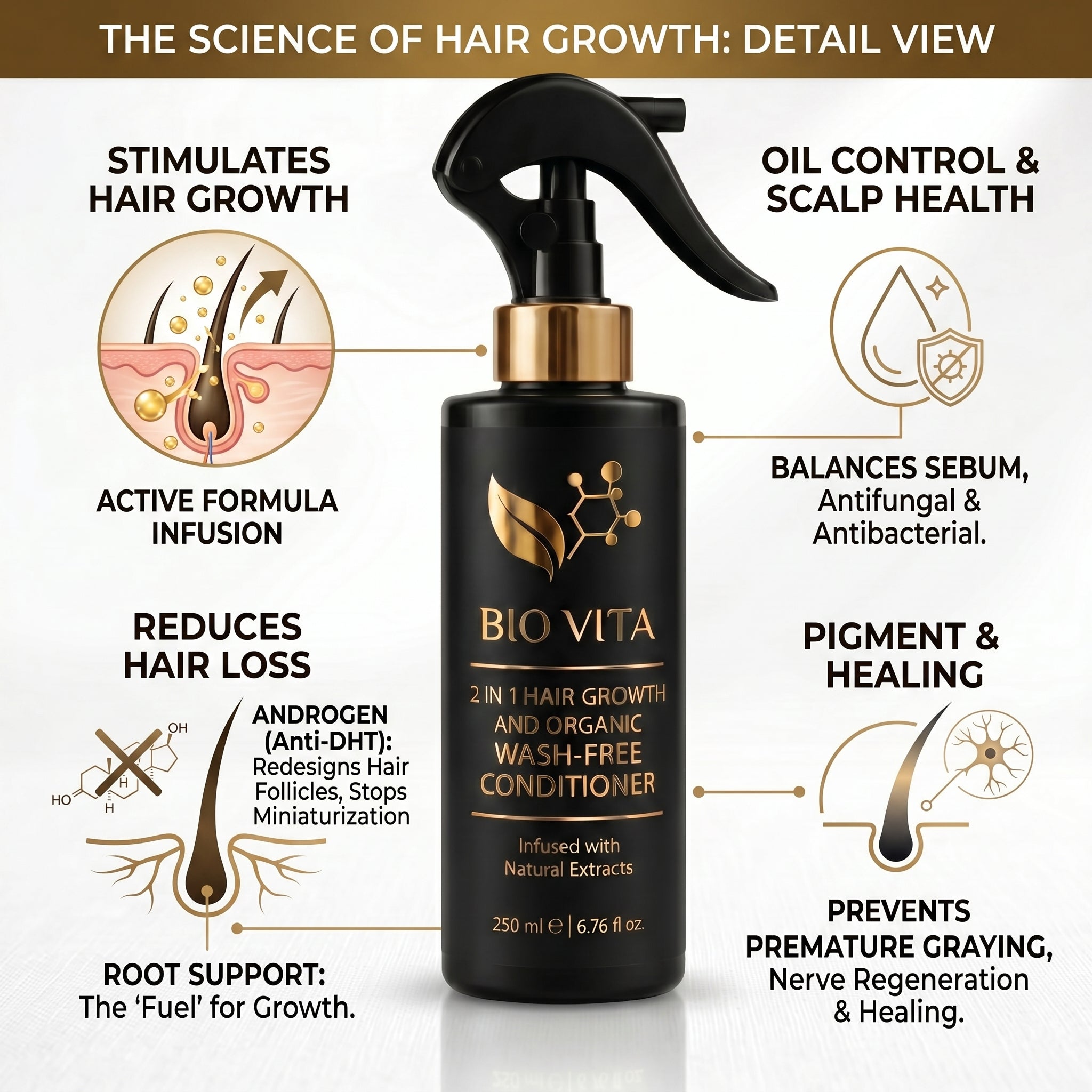 Biovita Organic 2 in 1 Hair Conditioner – Oil-Free Hair Treatment (250ml)