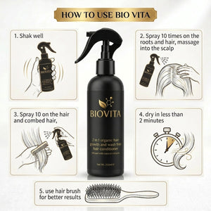 Biovita 2-in-1 Hair Growth & Organic Leave-in Conditioner Spray – 250ml - Biovita