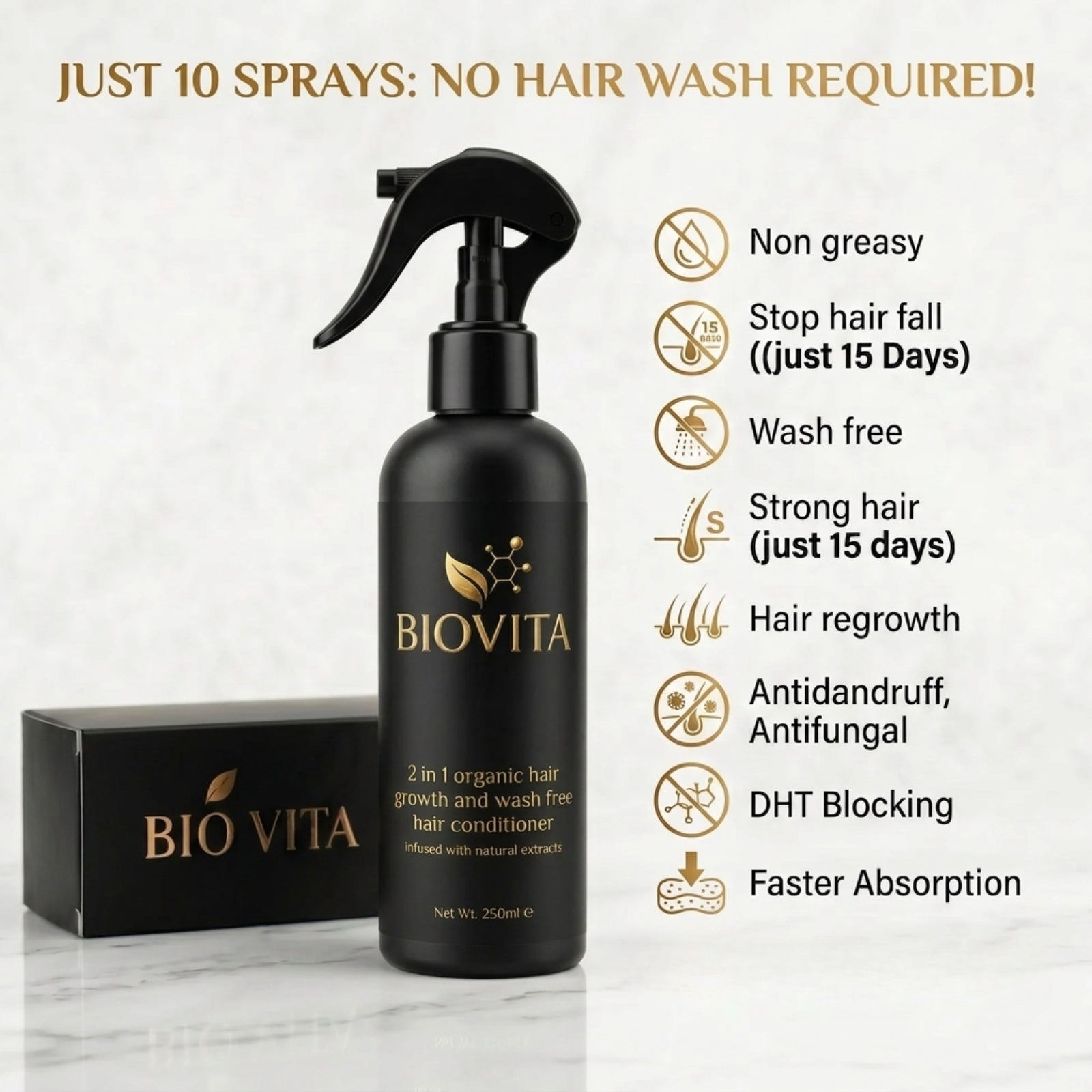 Biovita Mint 2-in-1 Hair Growth & Organic Leave-in Conditioner (Mint) – 250ml - Biovita