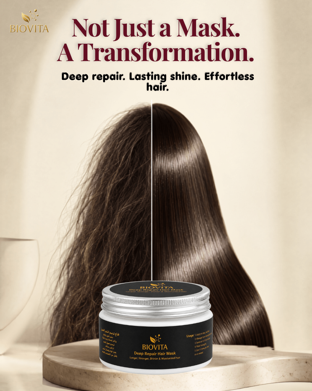 Biovita Organic Deep Repair Hair Mask | Best Hair Mask for Silky Hair - Biovita